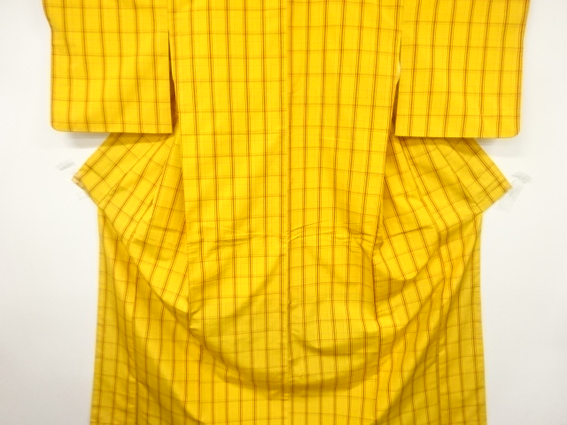 アンティーク　格子織出し米沢紬着物アンサンブル